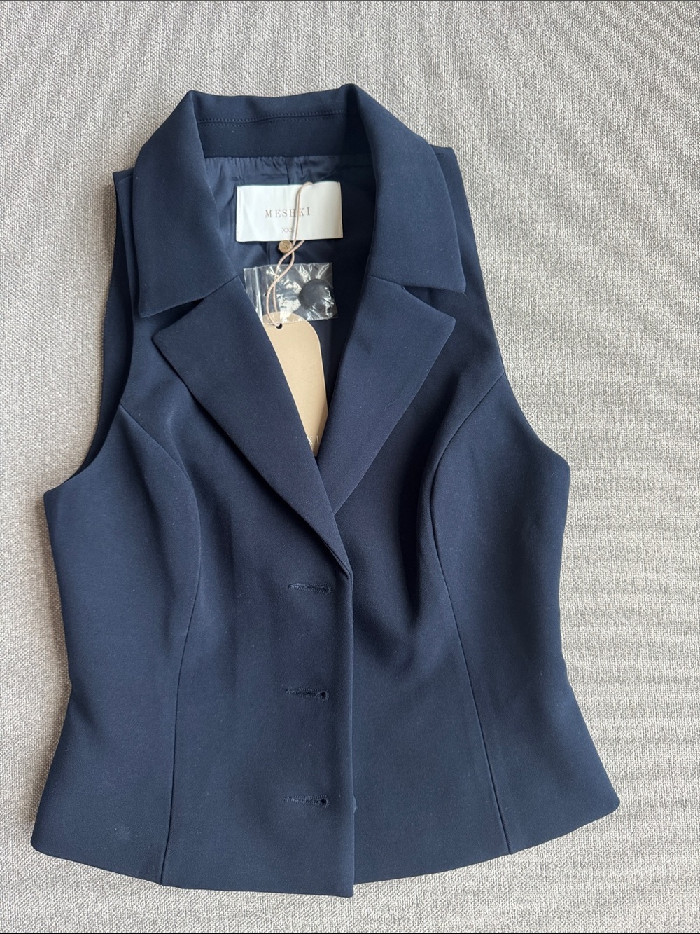 Meshki Navy Tailored Sleeveless Blazer Vest